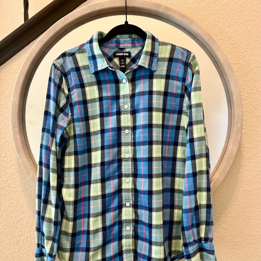 Lands' End Women’s Multicolor Plaid Shirt Size 12